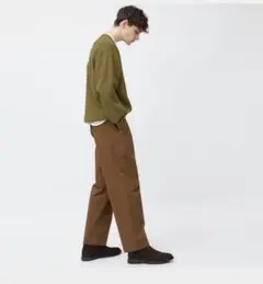GU スムースニットクルーネックセーター マスタード L サイズ