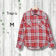 トラップユー　Trap-u　ネルシャツ　チェック　長袖　赤のサムネイル