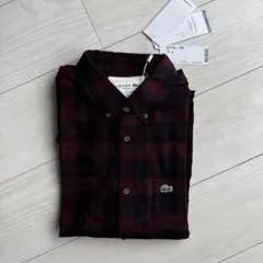 新品タグ付き　ラコステ　長袖シャツ M 黒と赤　チェックシャツ　L