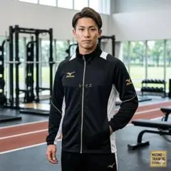 ミズノ ウォームアップシャツ ジャージ S 黒 金ロゴ トレーニング ウェアのサムネイル