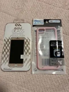 iPhone 6/6s/7/SE保護フィルムとケースセット ピンク