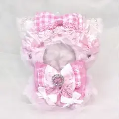 おすわりぬい服 ♡ ねこ ピンク 白 リボンのサムネイル