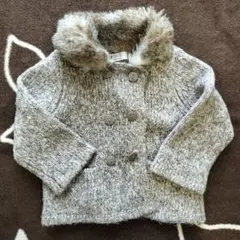 H&M グレー系ファー付きアウターEUR 98/104