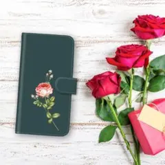 一輪の薔薇 ミッドナイトグリーン♬スマホケース♬iPhone/android