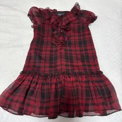 Ralph Lauren 赤黒チェック 半袖ワンピース 4T