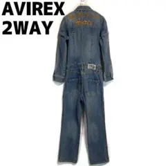 AVIREX デニム オールインワン つなぎ AVIREX - AVIREX 2WAY オールインワン つなぎ デニム 半袖長袖