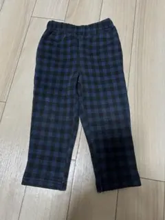 チェック柄ズボン　裏起毛ズボン　青チェック柄