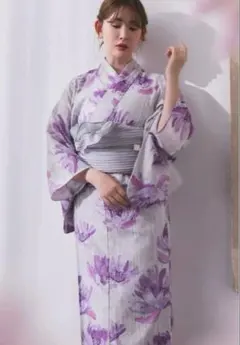 【9点セット】 herlipto 紫色　花柄　浴衣　小物のサムネイル