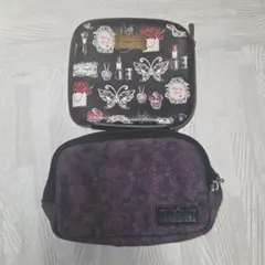 ​【2点セット】ANNA SUI アナスイ ポーチ コスメ柄 バタフライ 黒猫のサムネイル