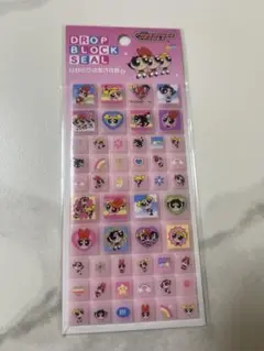 パワーパフガールズ　タイルシール　ドロップブロックシール　ピンク