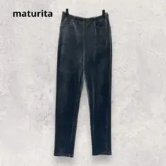 maturita ベロア調 スキニーパンツ M ダークグレー ストレッチ 美脚