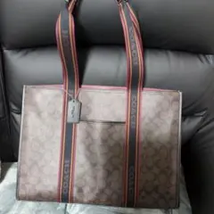 COACH トートバッグ ブラウン/レッド