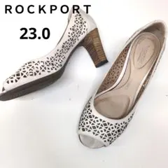 ROCKPORT オープントゥパンプス ホワイト 23.0　中敷クッション性ありのサムネイル
