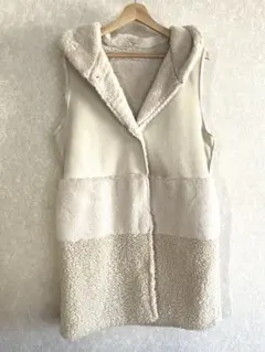 フェイクファー　異素材　アウターベスト　ジレ　バスティア