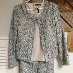 ノーカラージャケット ツイードジャケット