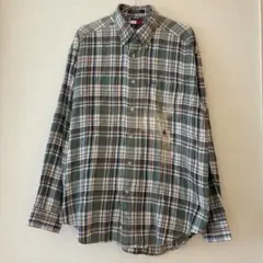 90s 希少 トミーヒルフィガー クレスト刺繍 ネルシャツ M（L相当）チェック