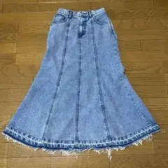 デニムロングスカート マーメイド　ライトインディゴ