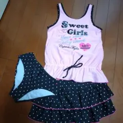 女の子水着 150cm ピンク・ドット柄