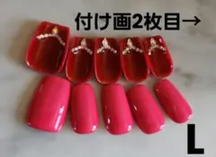 1604:鮮やかなピンク光沢仕上げ爪裏ネックレスデザインストーン☆Lサイズ