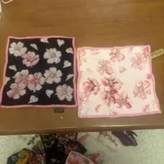 桜の花柄タオルハンカチ2枚セット