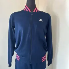 adidas ネイビー ピンク ストライプ ジャージ