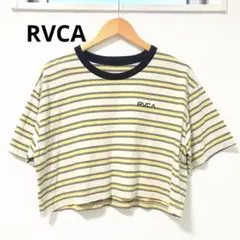 【美品】RVCA ルーカ マルチボーダー クロップド Tシャツ イエロー 綿 Lのサムネイル