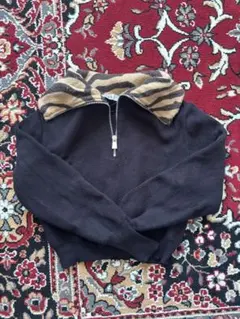 ZARA ハーフジップ ニット ゼブラ柄