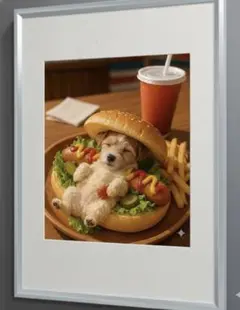 ジャックラッセルテリア　アートポスター　　A4ポスター 額セット