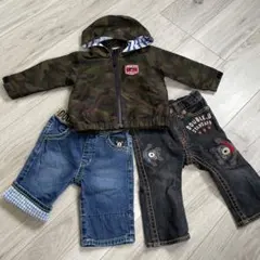 迷彩柄 フード付きジャケット　パンツ　 DOUBLE.B