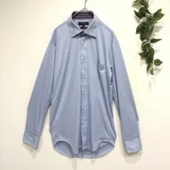 タカキュー　長袖ワイシャツ　スリムフィット　ノーアイロン　ビジネス　伸縮　M 青