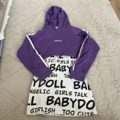 BABYDOLL フード付きワンピース 紫/白　130㎝