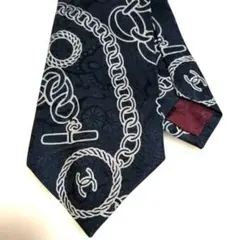 希少 CHANEL シャネル ネクタイ ボウリング柄 総柄 シルク ココマーク