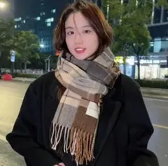 新品 タータンチェック柄 マフラー ブラウン