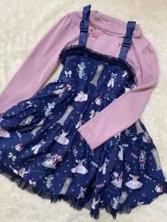 メゾピアノ くるみ割り人形モチーフ ジャンパースカート インナーセット