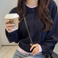 GRL グレイル レイヤードカーディガン風配色ニット dk1611 試着のみ