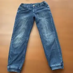 デニムブルー ロングパンツ ボタン付きのサムネイル