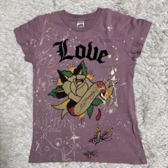 正規品未使用【Ed Hardy 】Love Tシャツ 半袖 パープル　サイズXSのサムネイル