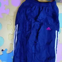 adidas ネイビー ストライプ ウインドブレーカーパンツ 150cm
