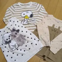 スヌーピー＆動物柄長袖カットソー3点セット 子供服 トップス