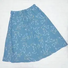 バルコニーアンドベッド 膝下丈 フレア スカート 新品 フリーサイズ M 水色