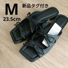 GU【新品】リボンヒールミュール　サンダル　ブラック　М　23.5cm