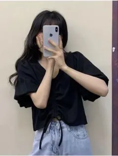 SHEIN 半袖 ブラウス 黒のサムネイル