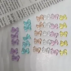 ネイルパーツ カラフルリボンパーツ6色30個 デコパーツNO.47