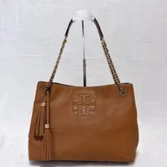 【極美品】トリーバーチ マックグロー チェーンショルダーバッグ A4収納可 茶