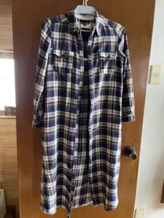 ロングシャツワンピース チェック柄 長袖