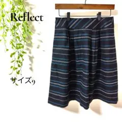 リフレクト Reflect フレアスカート 9 ボーダー柄 ブラック 日本製のサムネイル