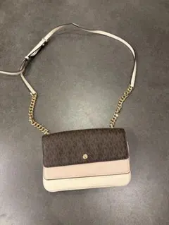 美品 MICHAEL KORS MK柄 チェーンショルダーバッグ バイカラー