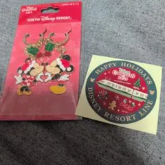 ディズニー 2025 クリスマス ペアキーチェーン ミッキー ミニー とシール