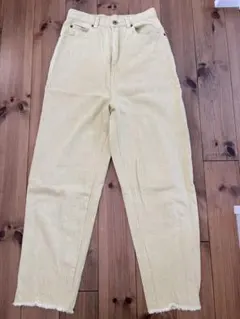 selectmocaカラーツイルテーパードパンツ イエロー