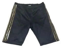 美品　アディダス　ハーフパンツ　クライマライト　ゴールド３本線×黒　ユニセックス